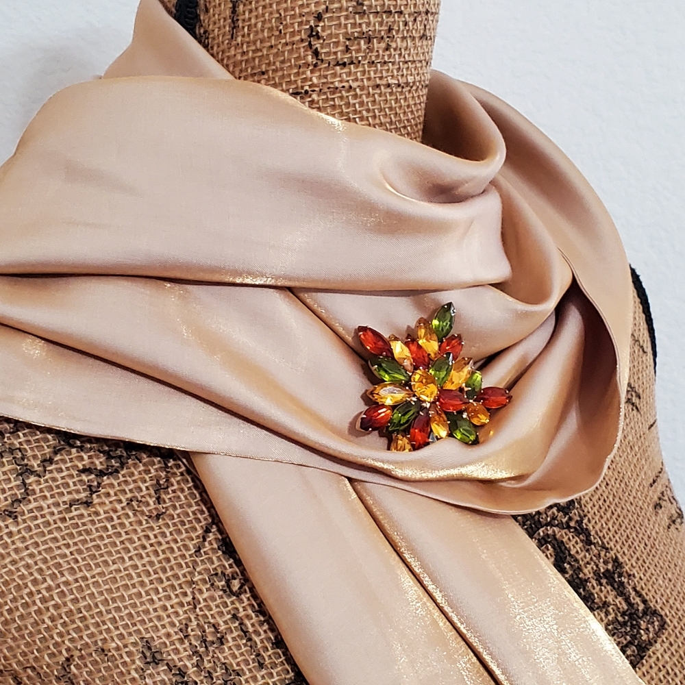 Gold Shimmery scarf wrap accessory 17" x 72" wedding prom EUC